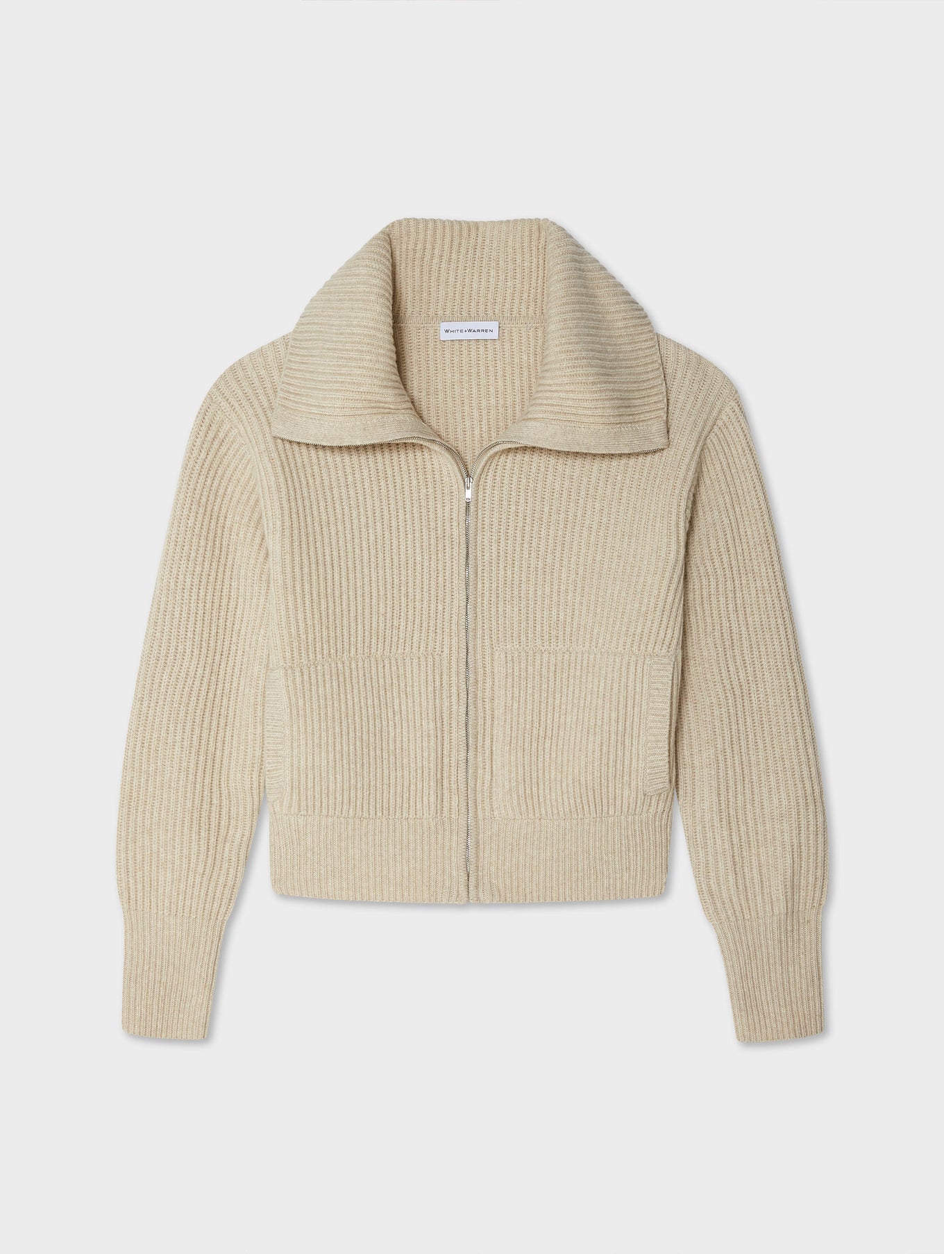 Merino Blend Ribbed Zip Up Jacket