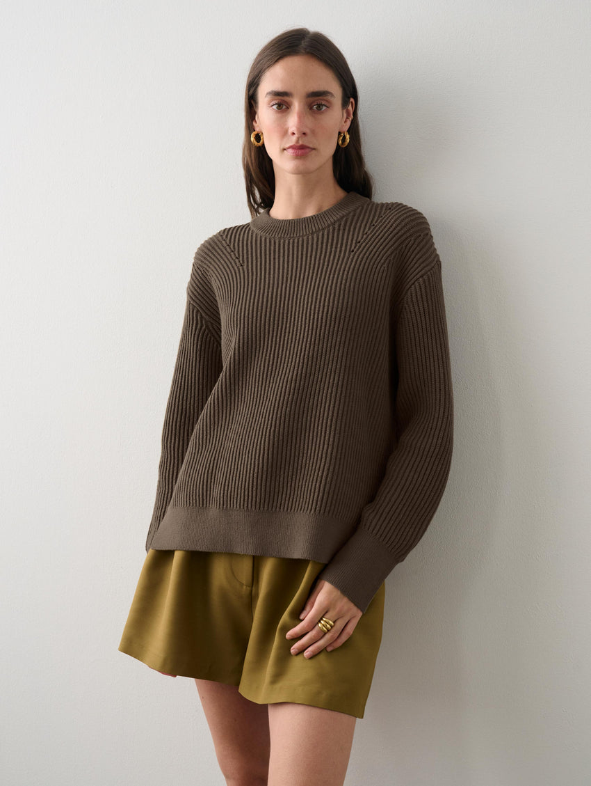 Cotton Ribbed Crewneck