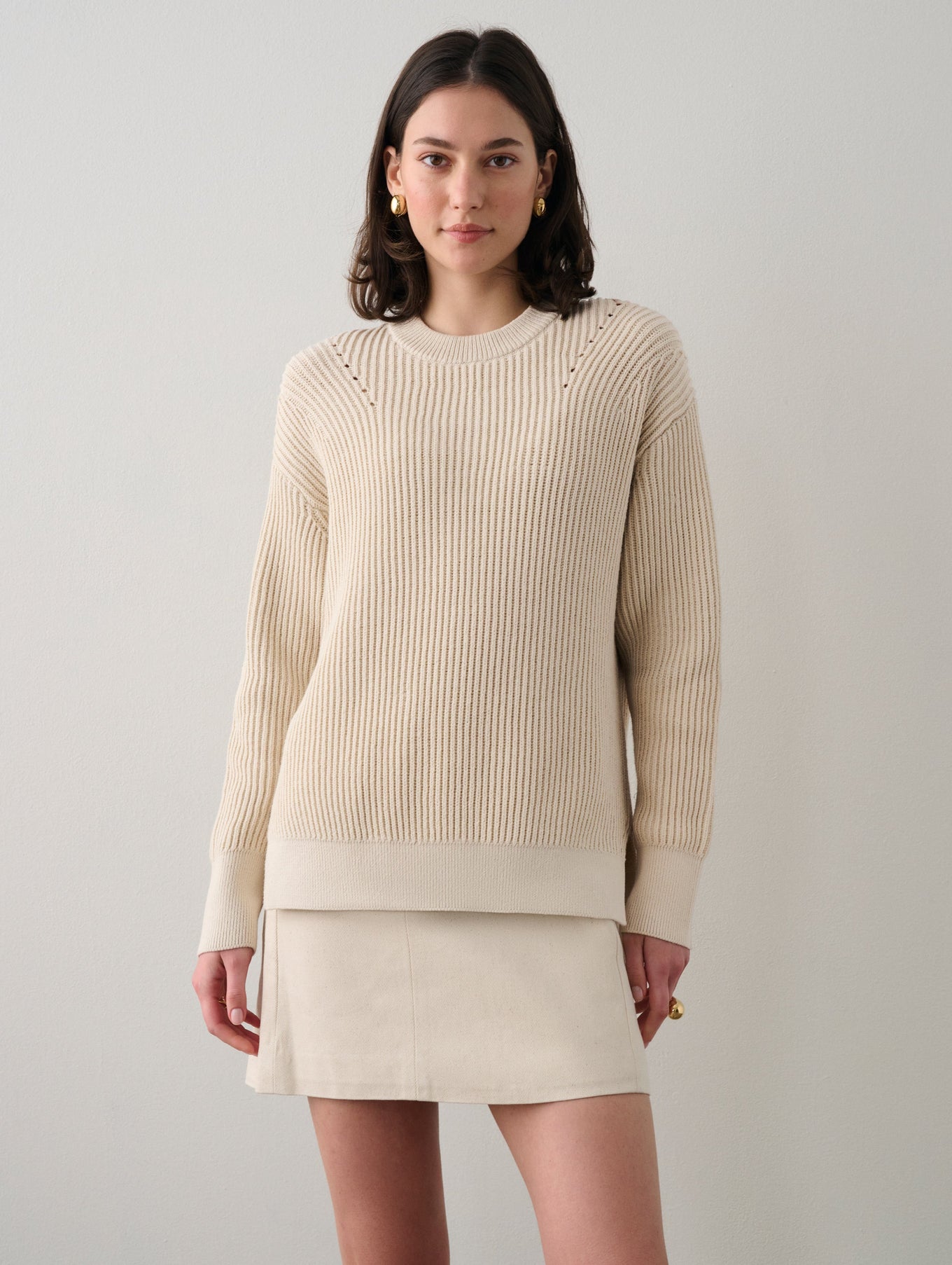 Cotton Ribbed Crewneck