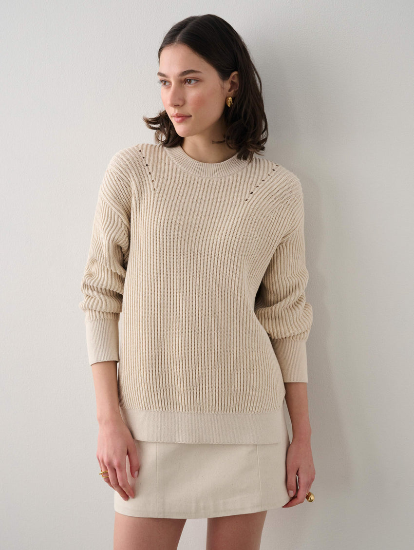 Cotton Ribbed Crewneck