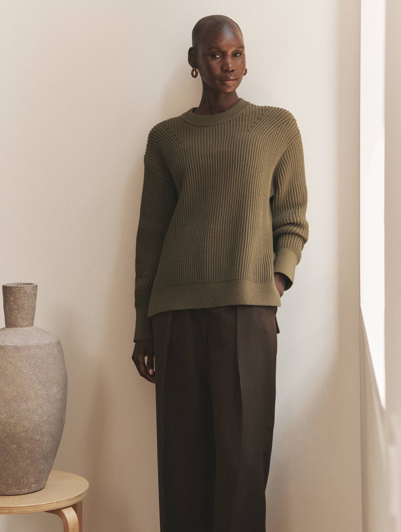 Cotton Ribbed Crewneck