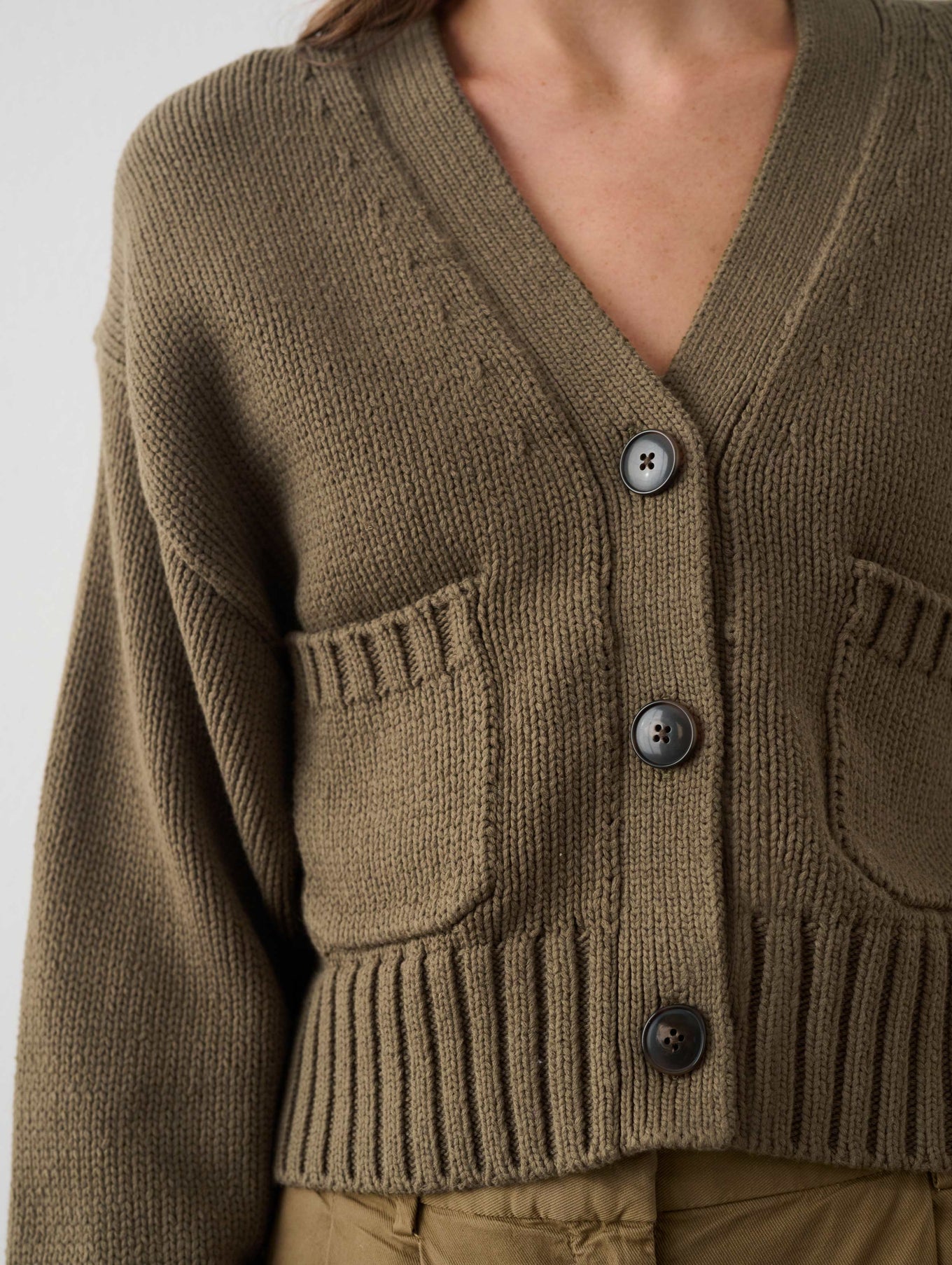 Cotton Shrunken Pocket Cardigan