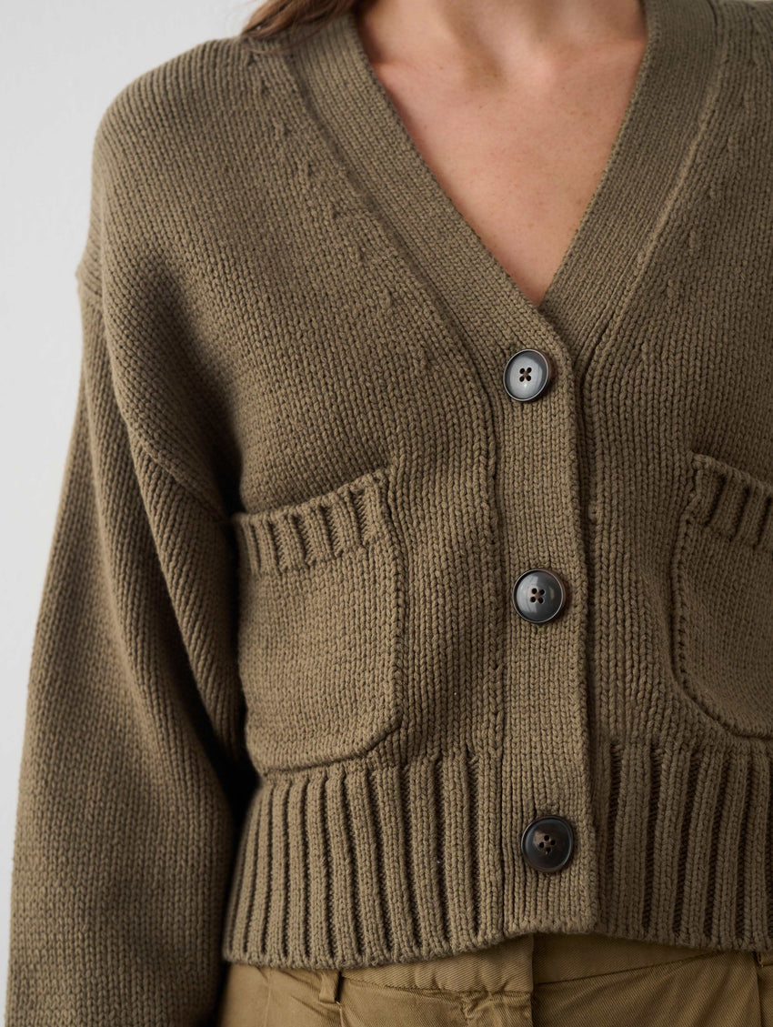 Cotton Shrunken Pocket Cardigan