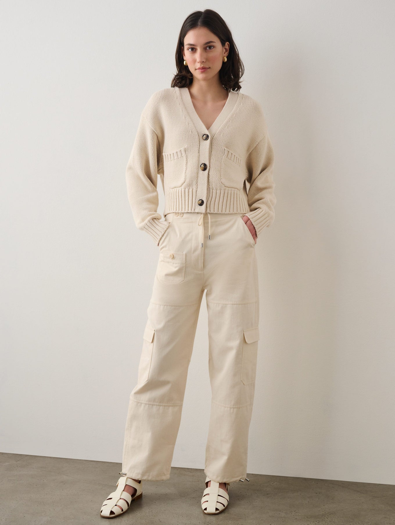 Cotton Shrunken Pocket Cardigan