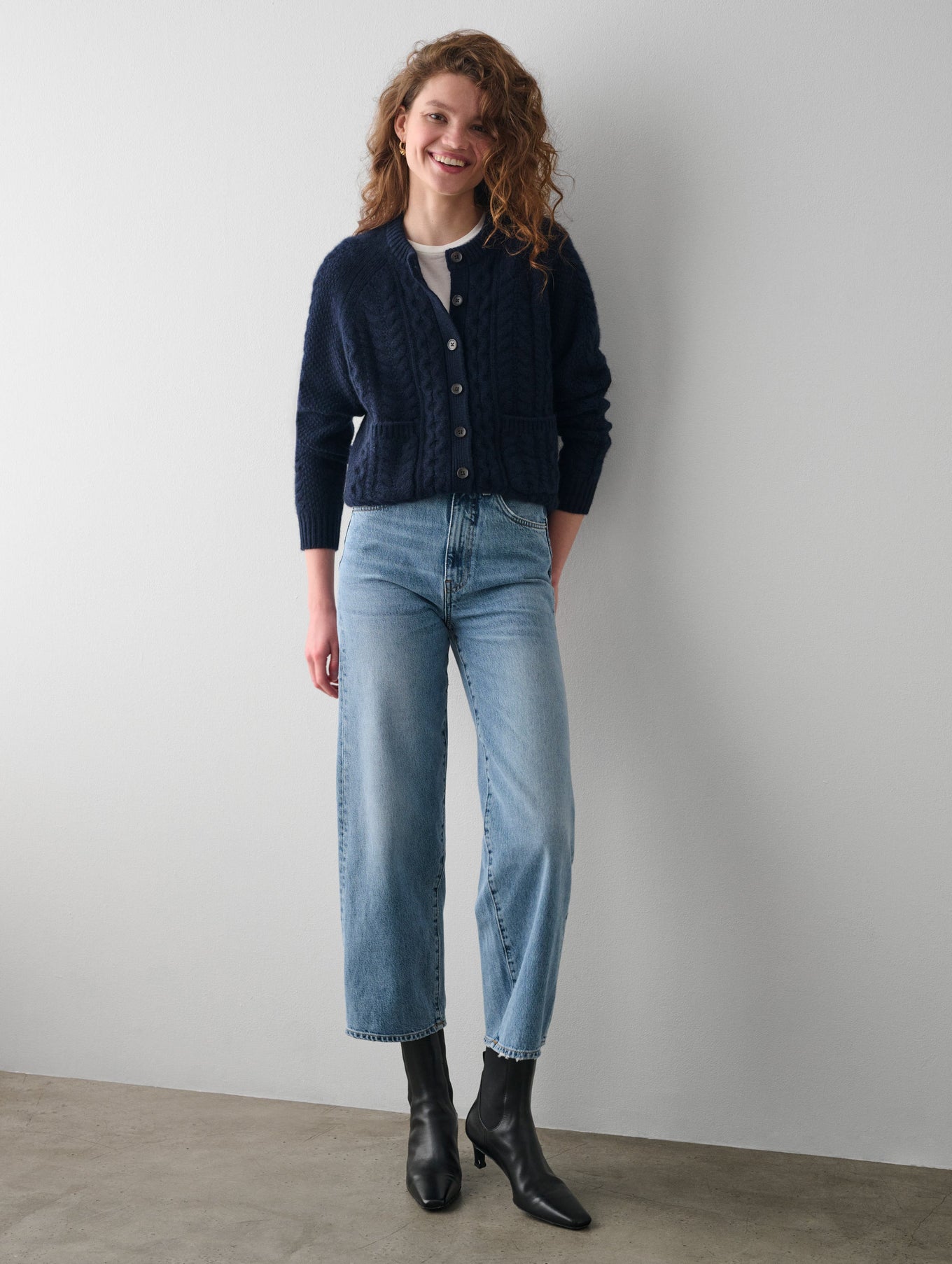 Cashmere Luxe Cable Crewneck Cardigan