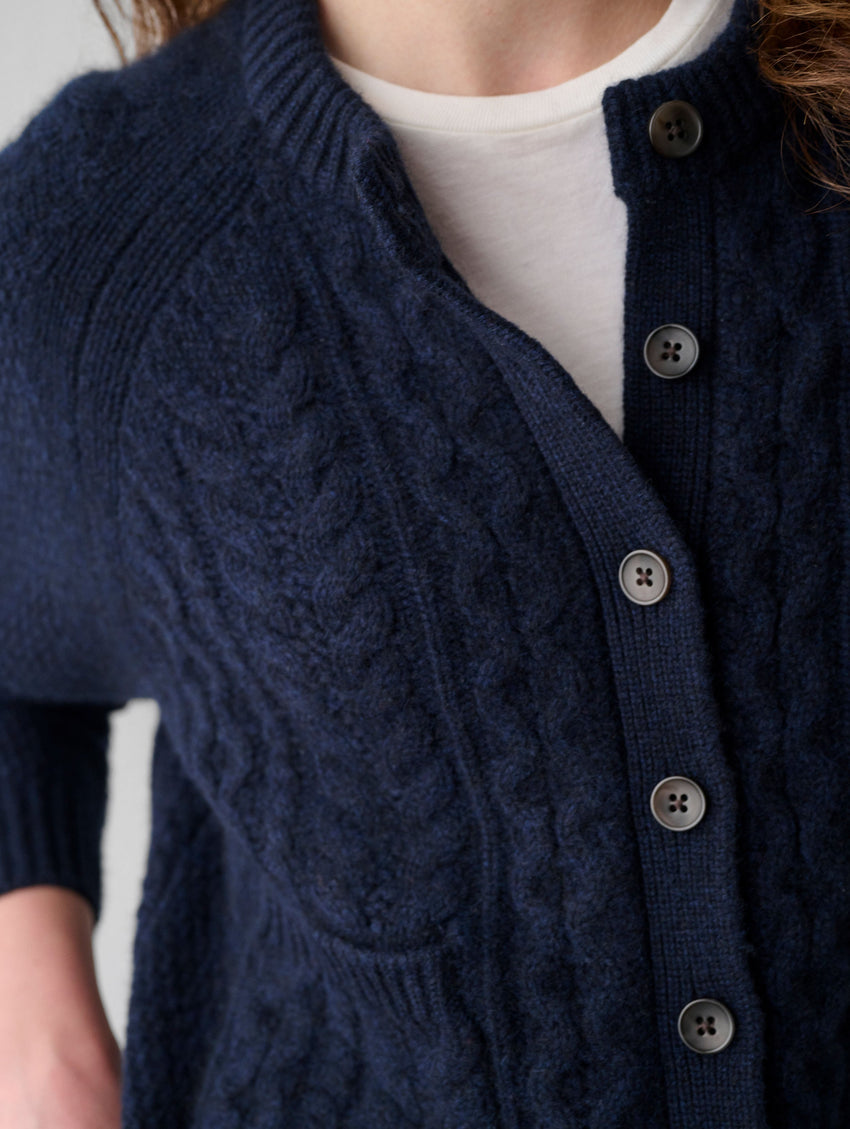 Cashmere Luxe Cable Crewneck Cardigan