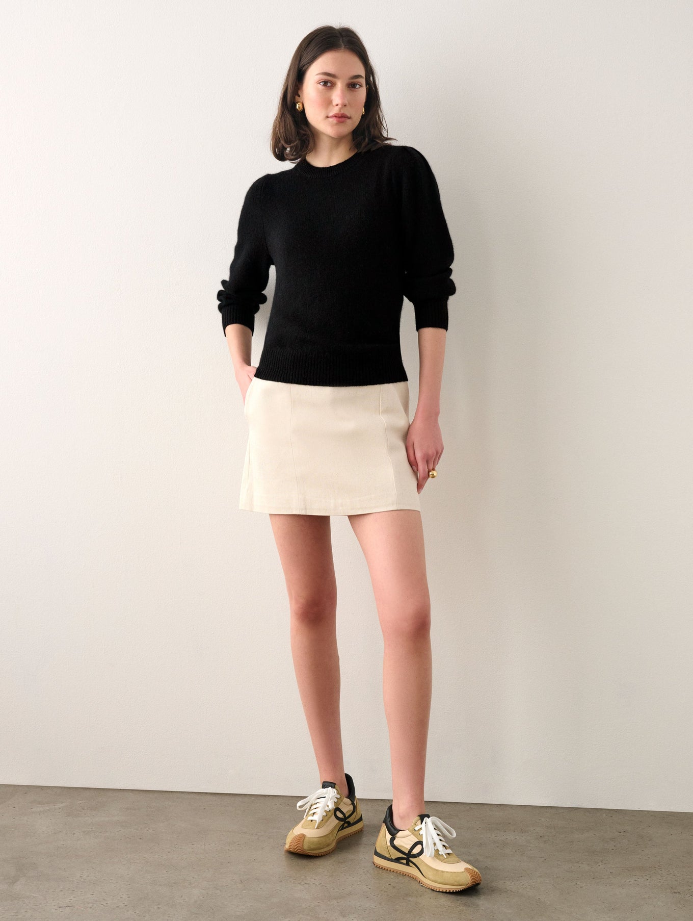 Cashmere Puff Sleeve Crewneck