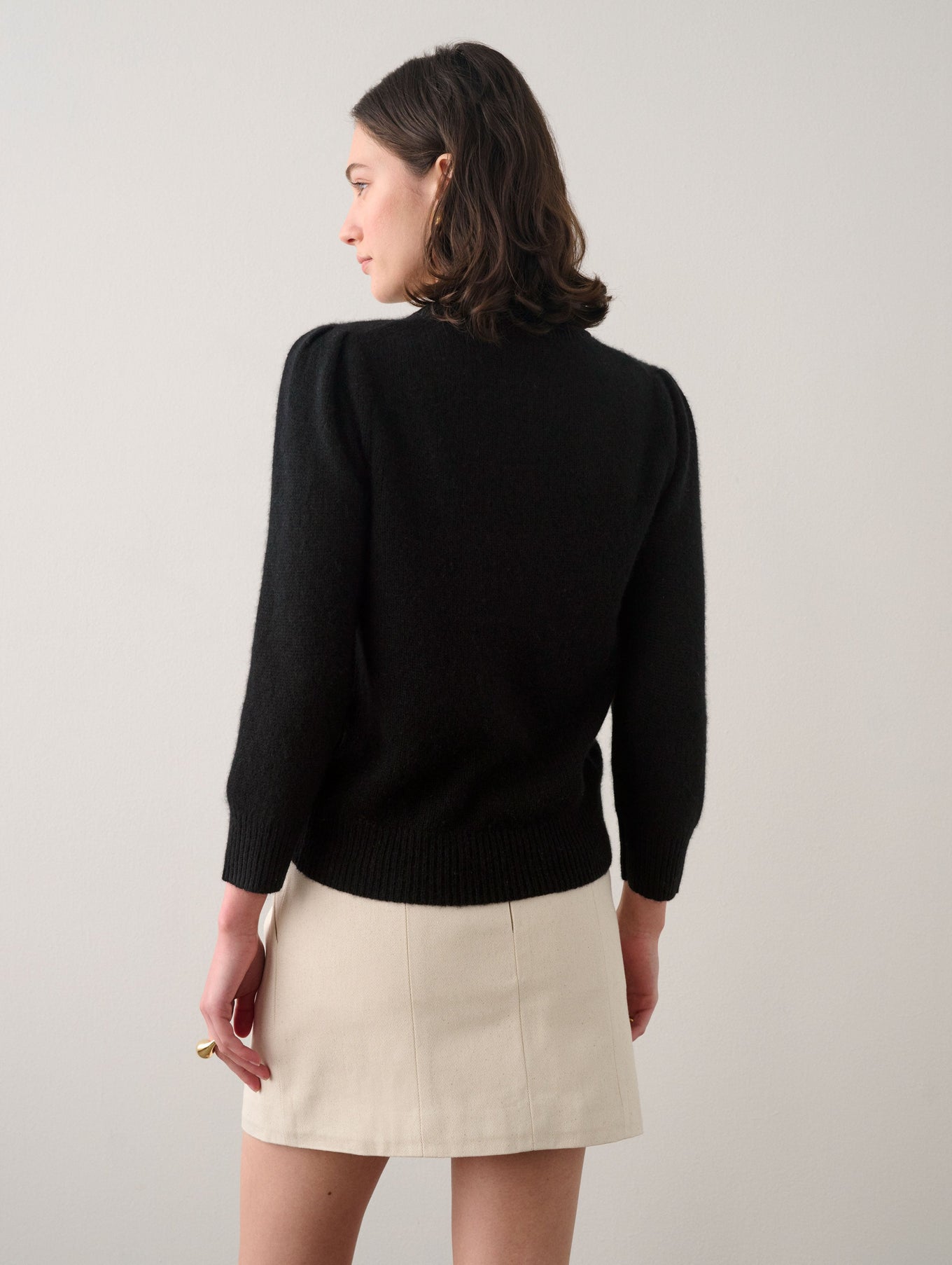 Cashmere Puff Sleeve Crewneck