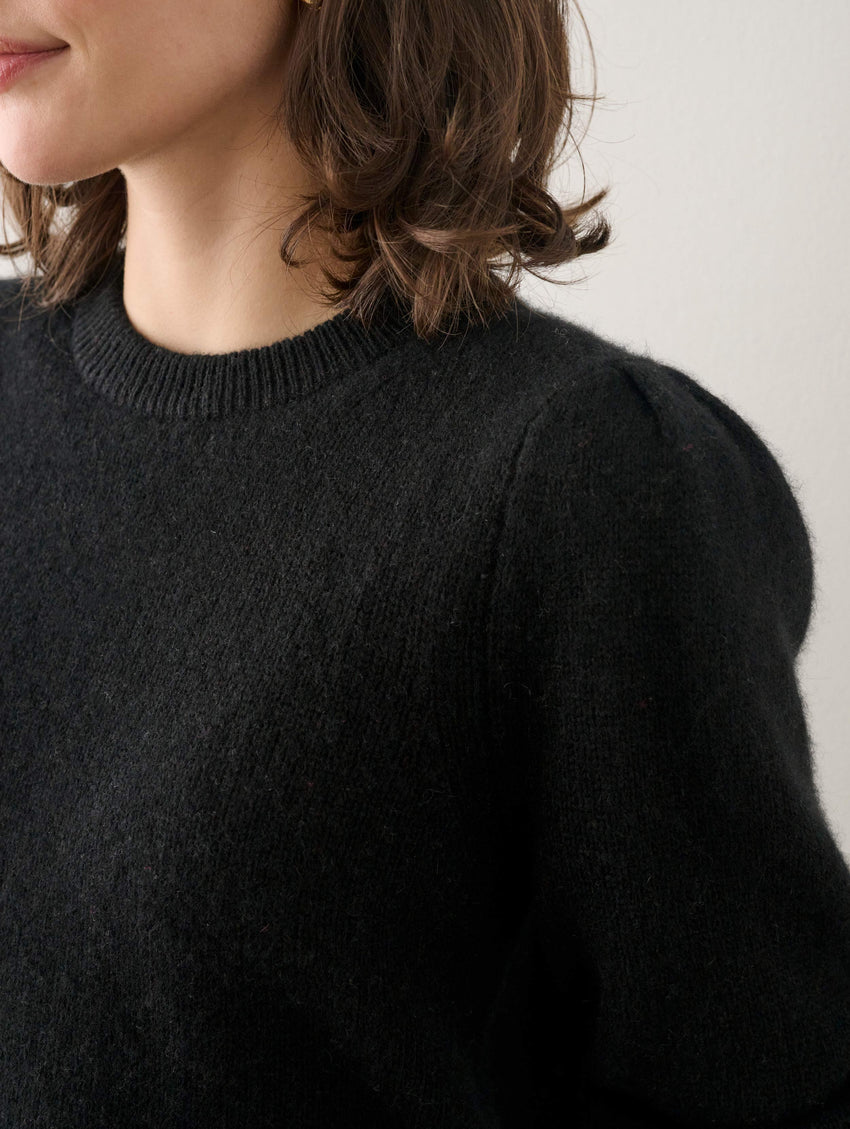 Cashmere Puff Sleeve Crewneck
