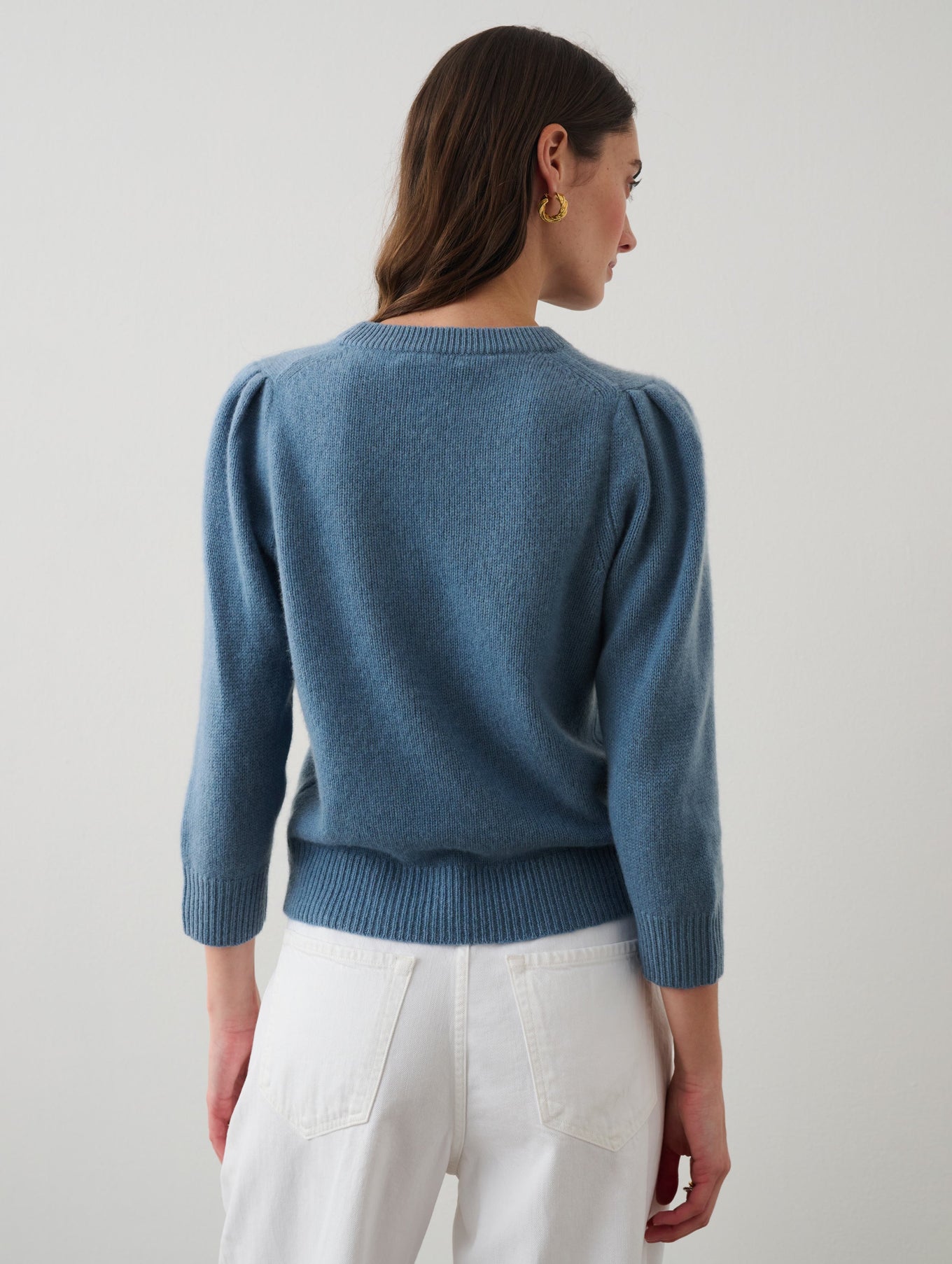 Cashmere Puff Sleeve Crewneck