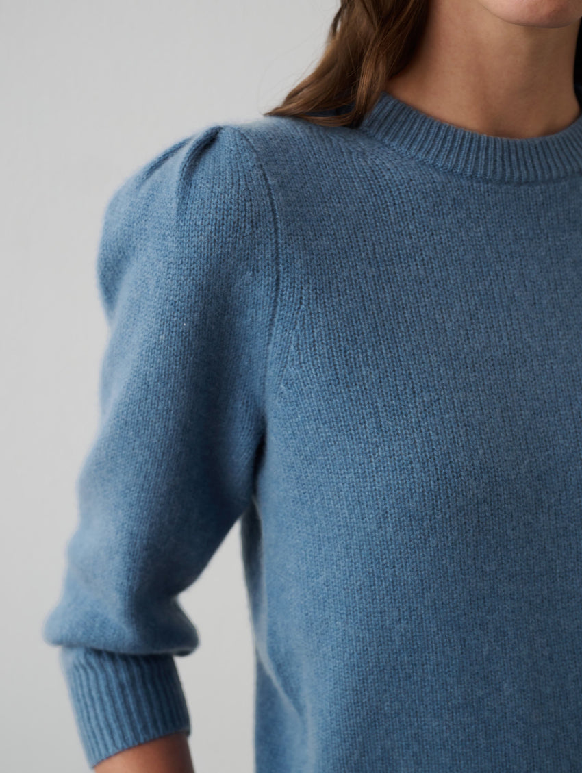 Cashmere Puff Sleeve Crewneck