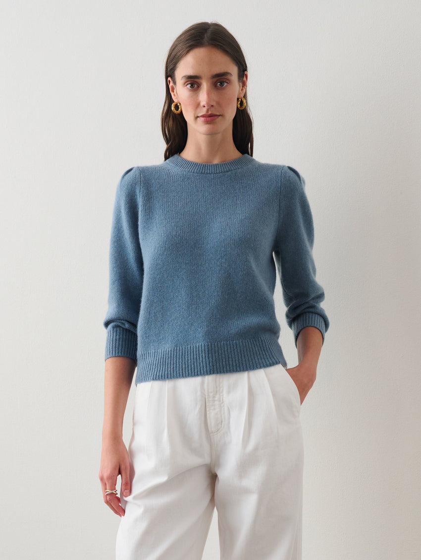 Cashmere Puff Sleeve Crewneck