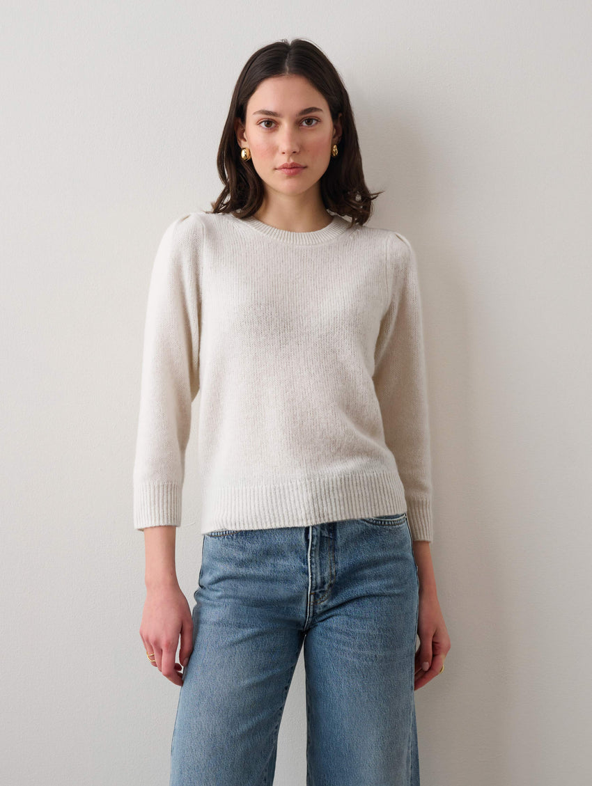Cashmere Puff Sleeve Crewneck