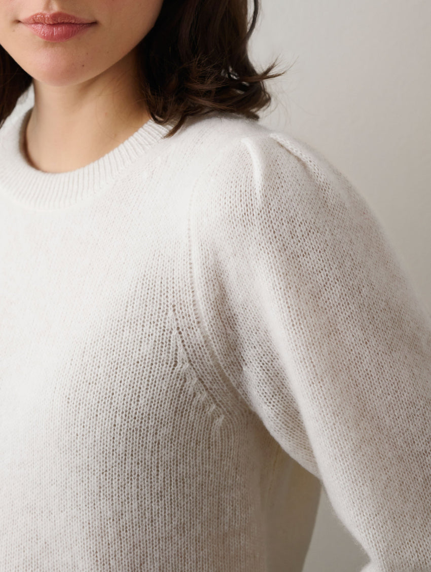 Cashmere Puff Sleeve Crewneck