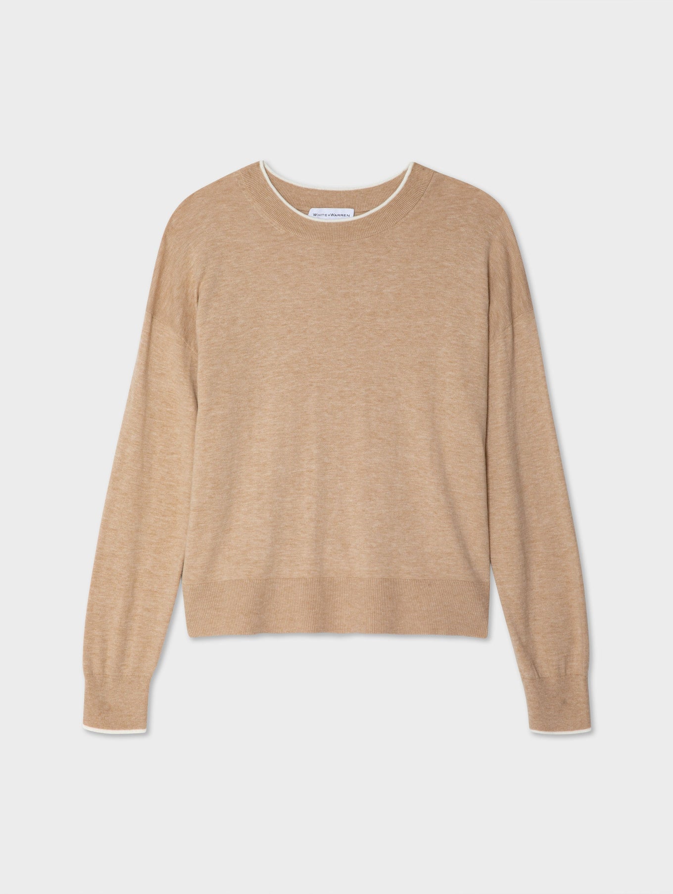 Cotton Silk Rib Trim Crewneck