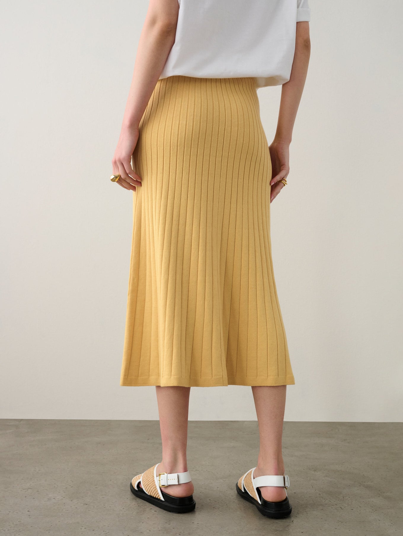 Cotton Silk Ribbed A Line Skirt