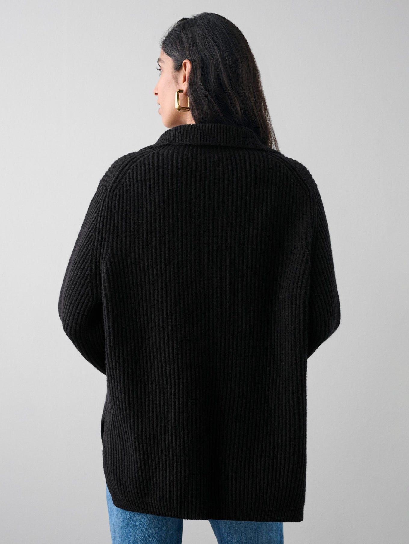 Merino Blend Ribbed Half Zip Tunic