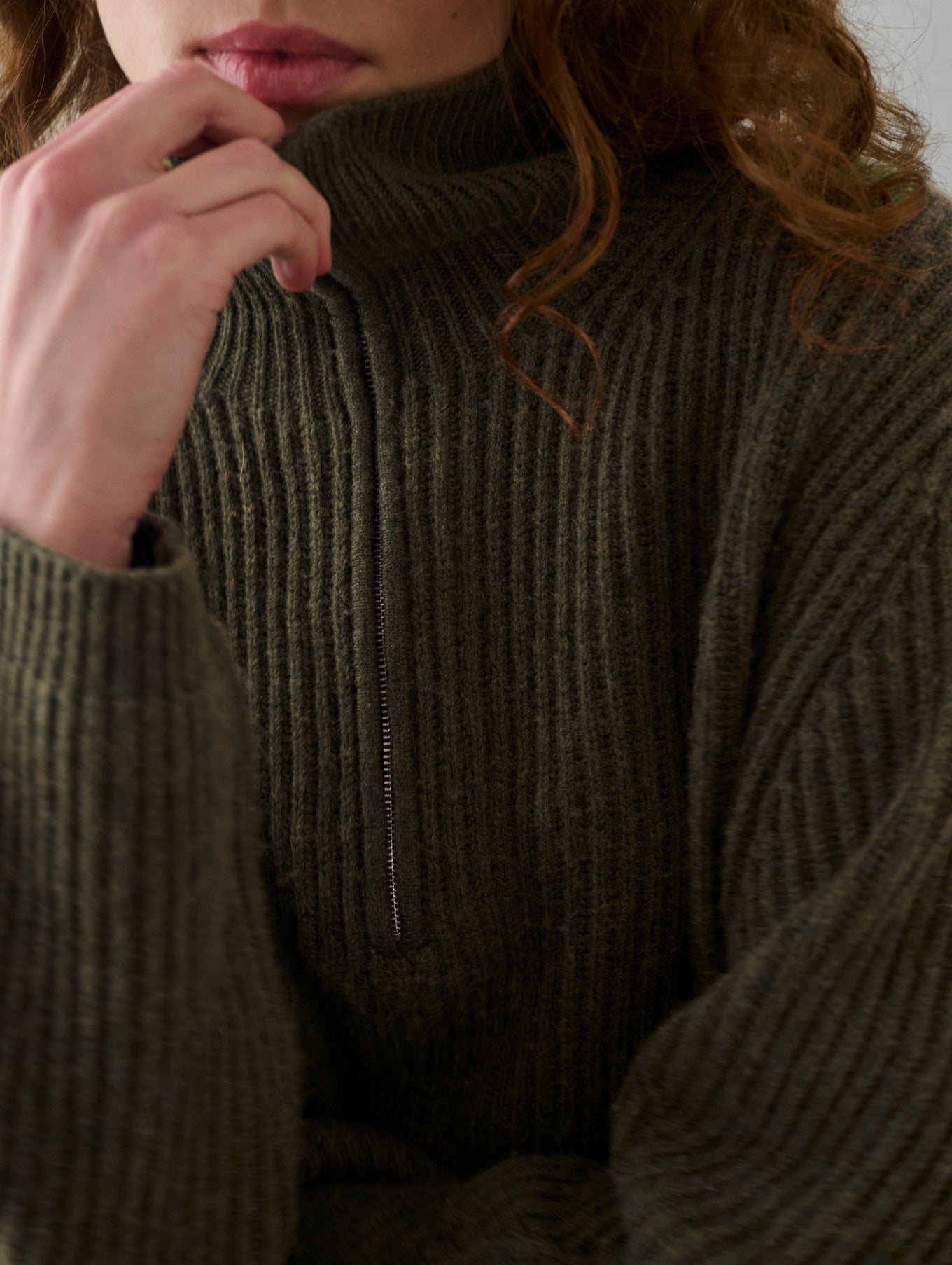 Merino Blend Ribbed Half Zip Tunic