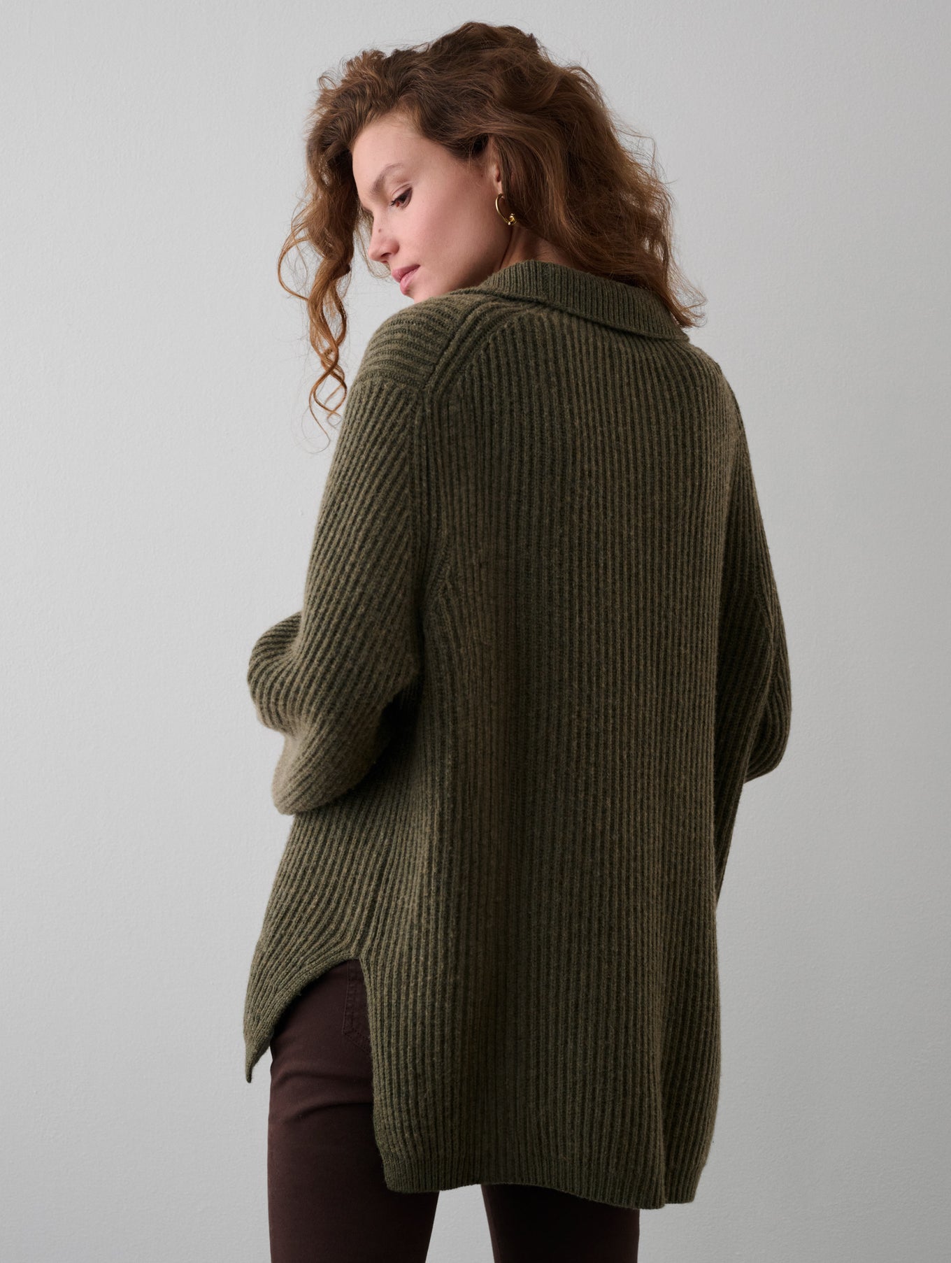 Merino Blend Ribbed Half Zip Tunic
