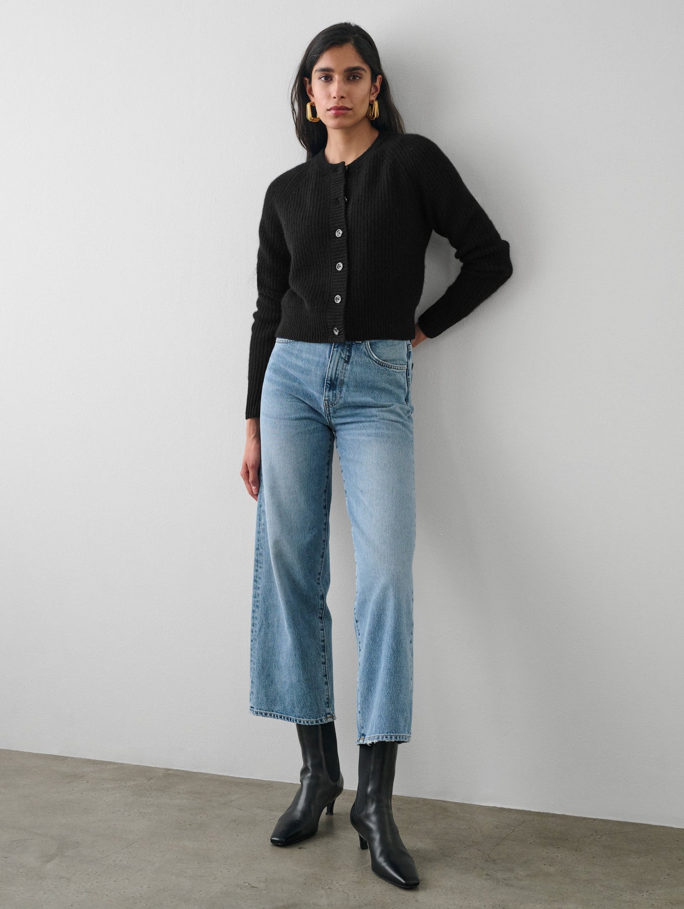 Cashmere Ribbed Button Cardigan