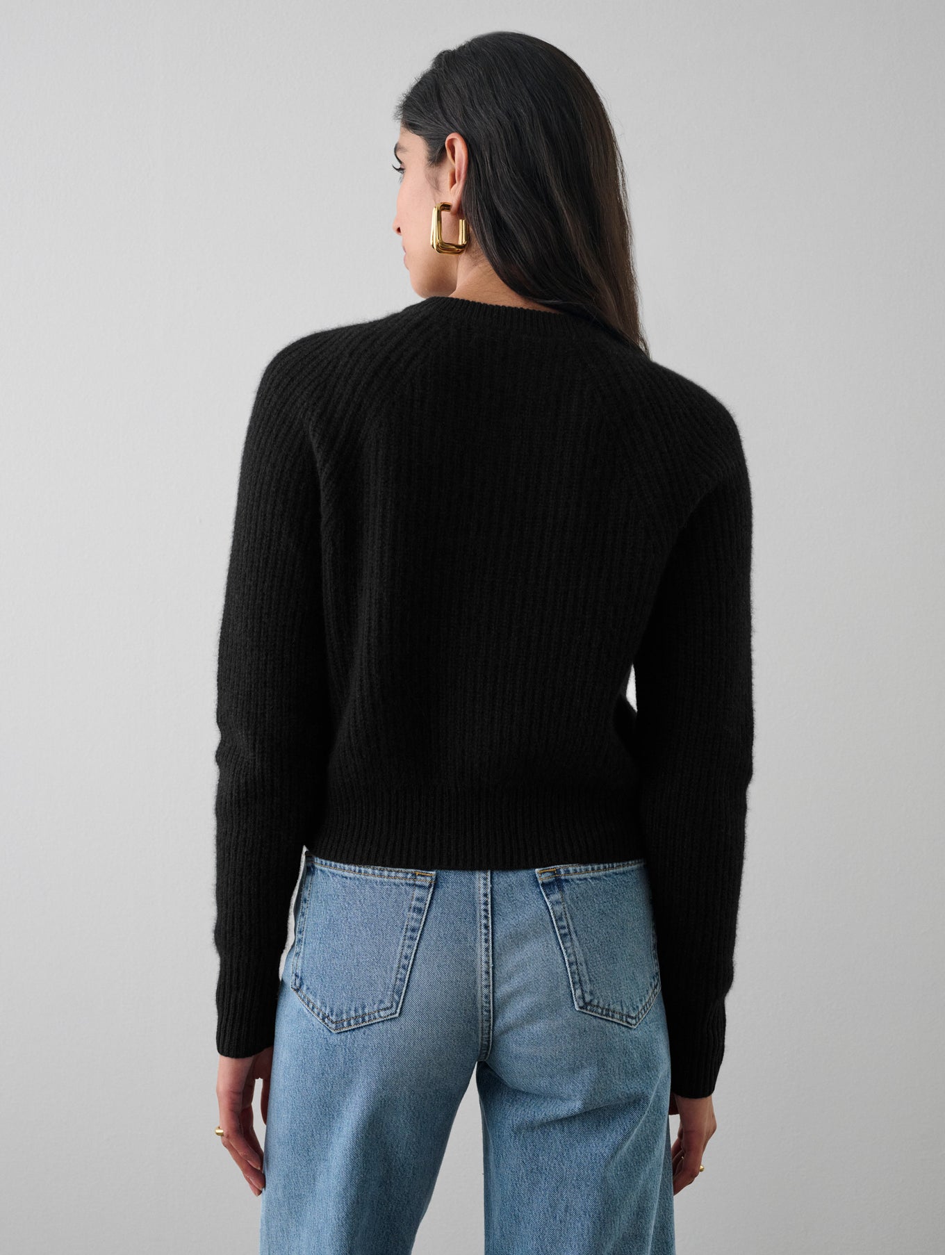 Cashmere Ribbed Button Cardigan