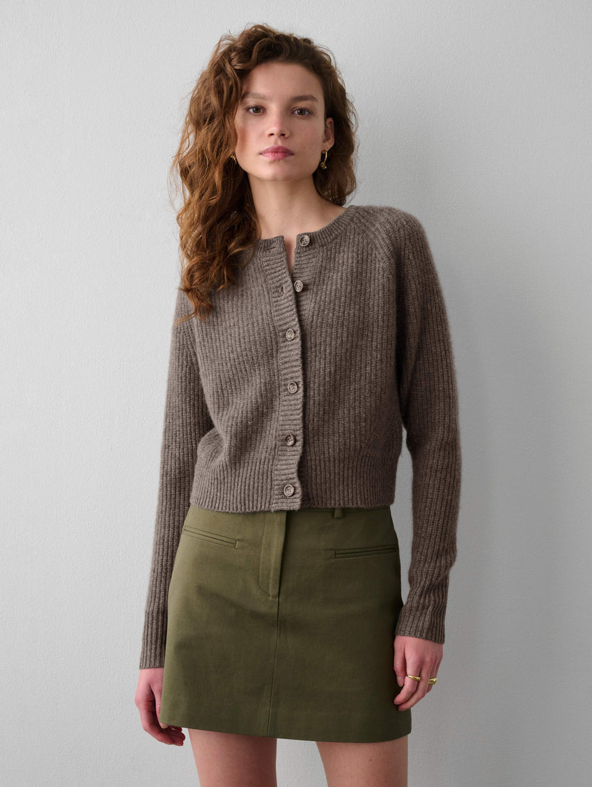 Cashmere Ribbed Button Cardigan
