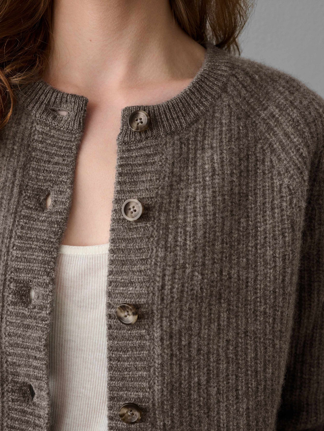 Cashmere Ribbed Button Cardigan