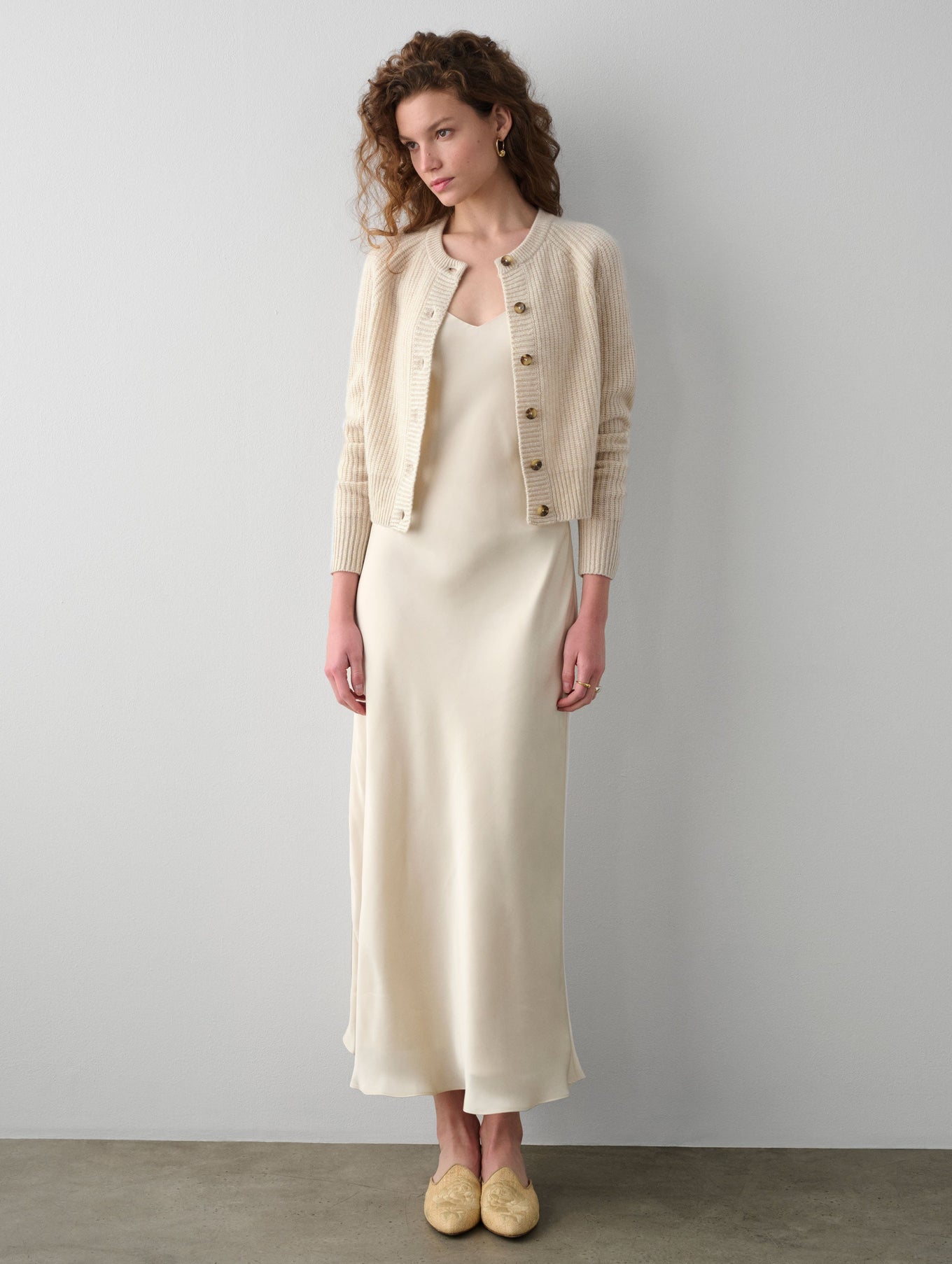 Cashmere Ribbed Button Cardigan