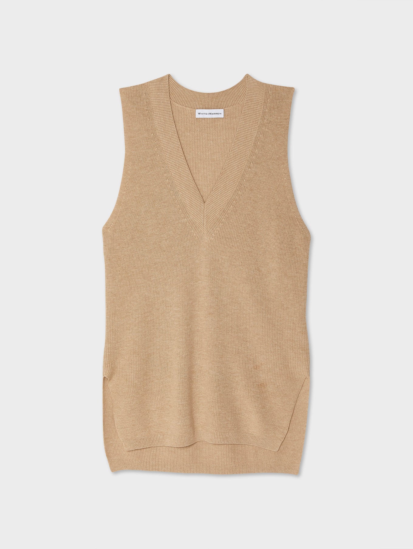 Cotton Silk Sleevelss V Neck Tunic
