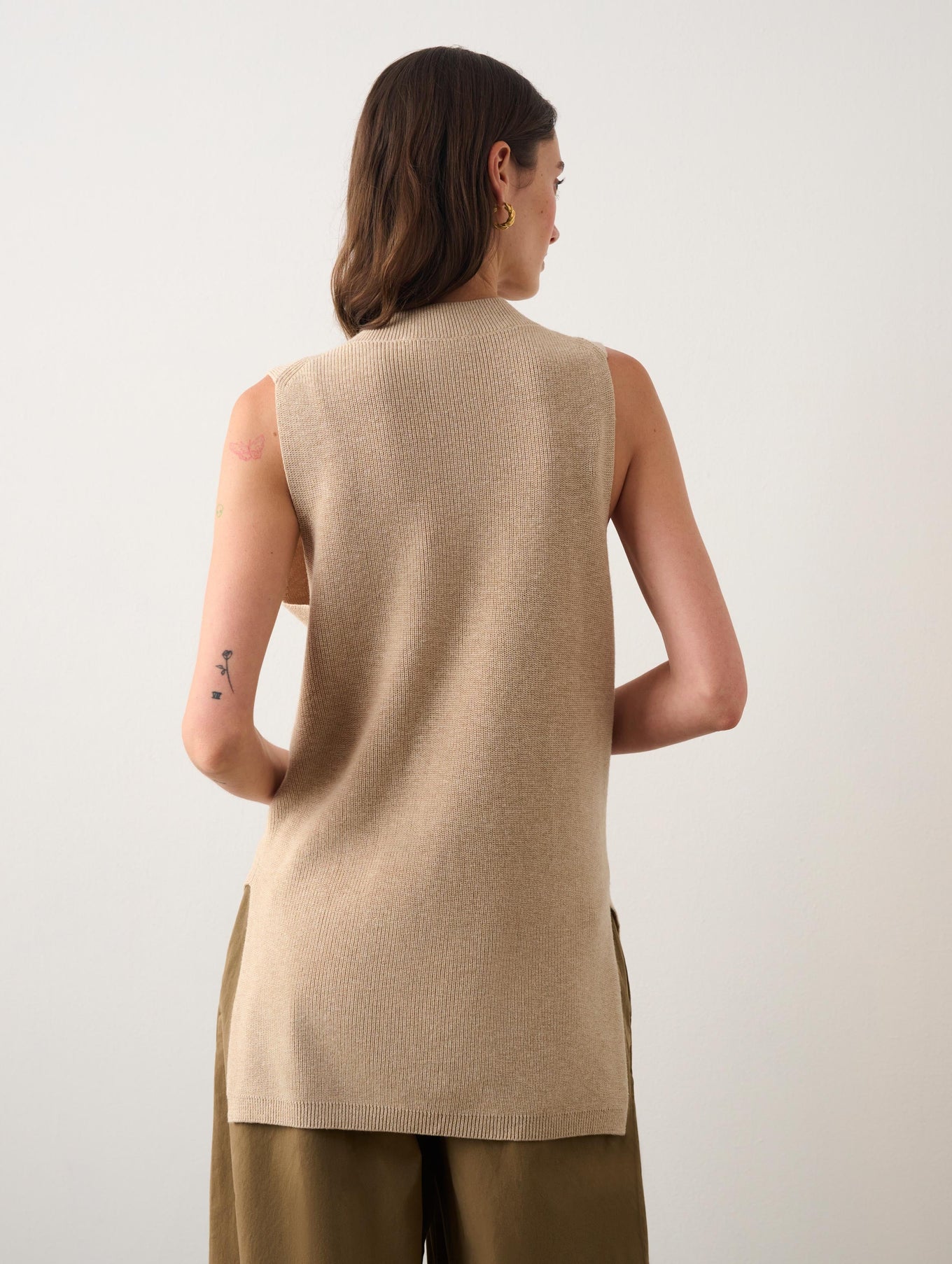 Cotton Silk Sleevelss V Neck Tunic