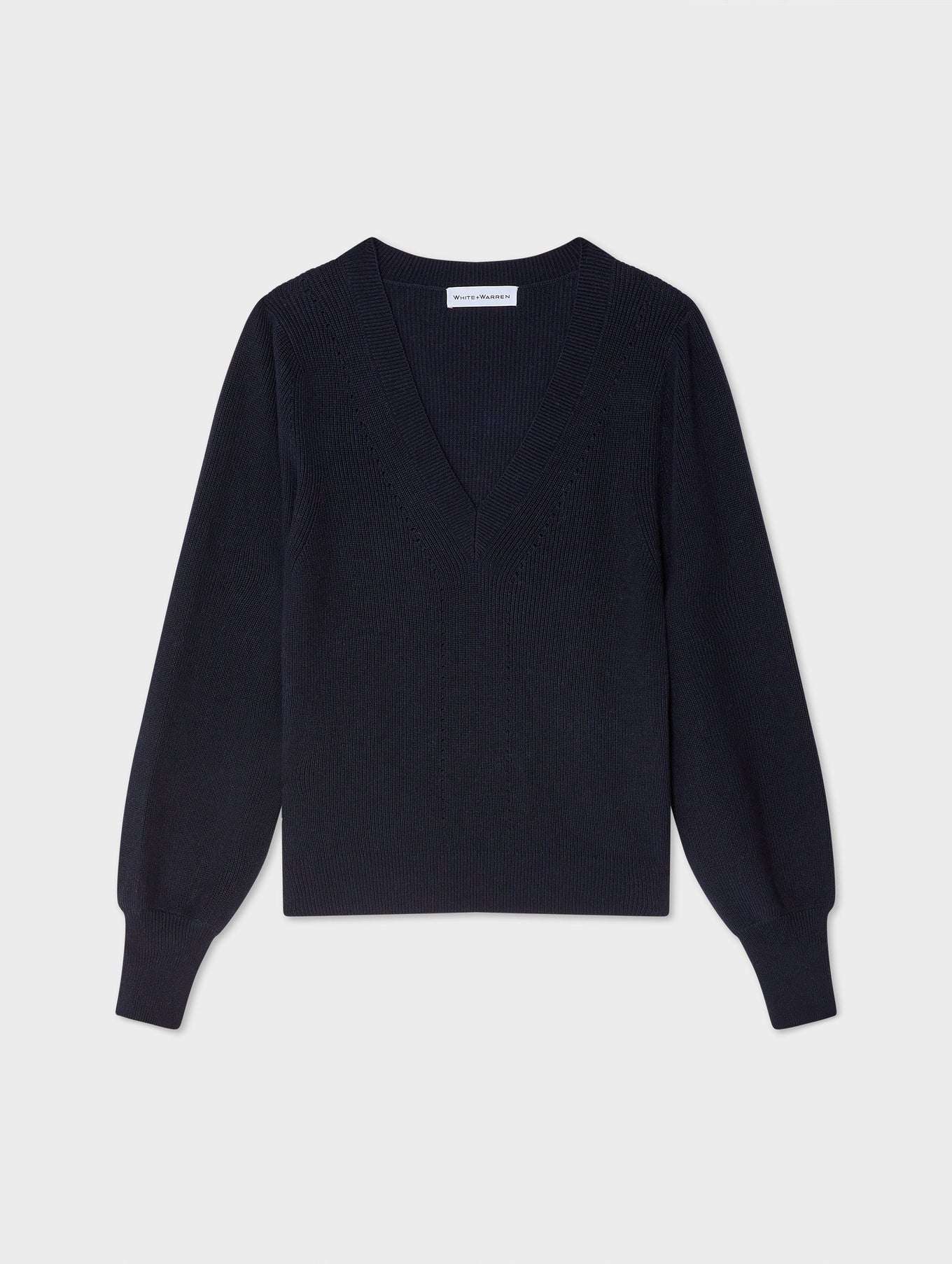 Cotton Silk Blouson Sleeve V Neck