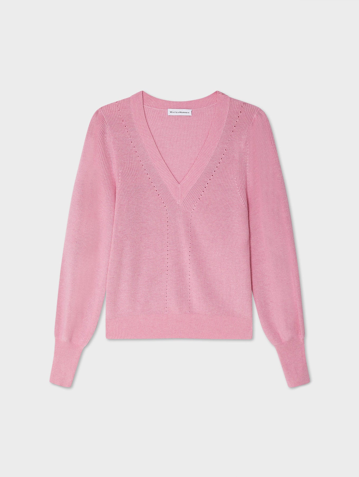 Cotton Silk Blouson Sleeve V Neck