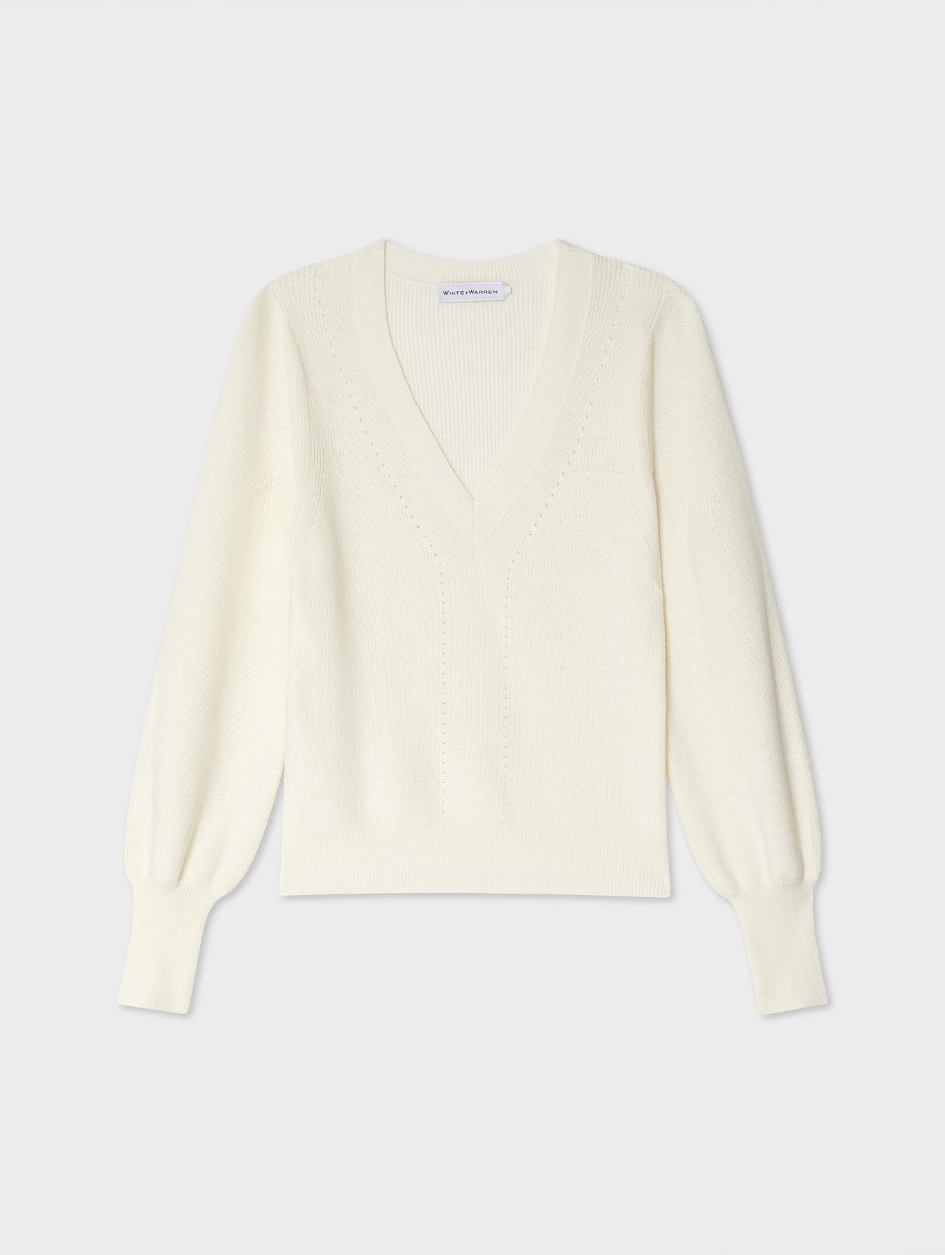 Cotton Silk Blouson Sleeve V Neck