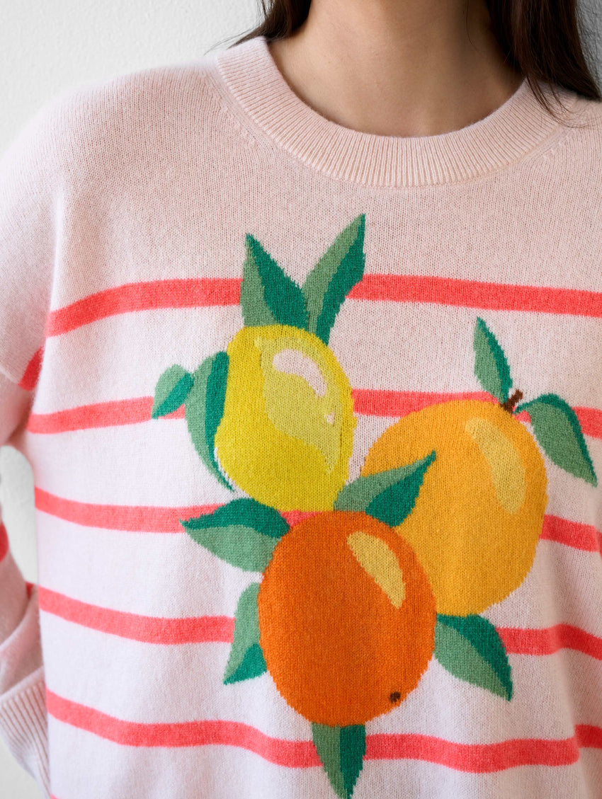 Cashmere Ramona Striped Citrus Crewneck