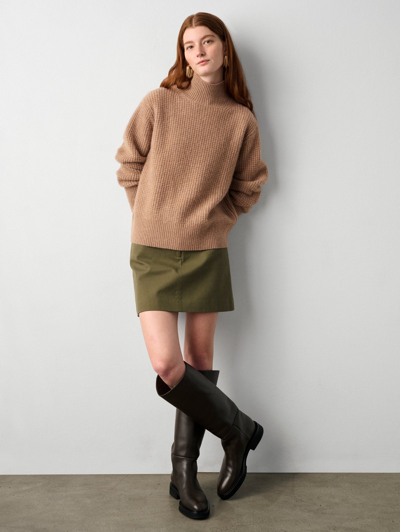 Cashmere Waffle Turtleneck