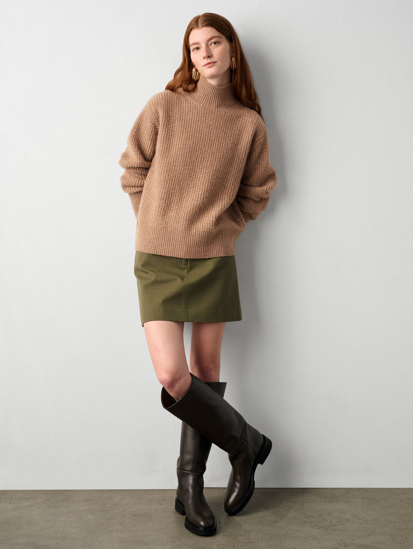 Cashmere Waffle Turtleneck