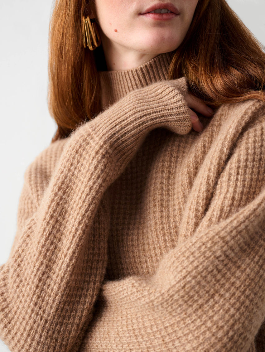Cashmere Waffle Turtleneck