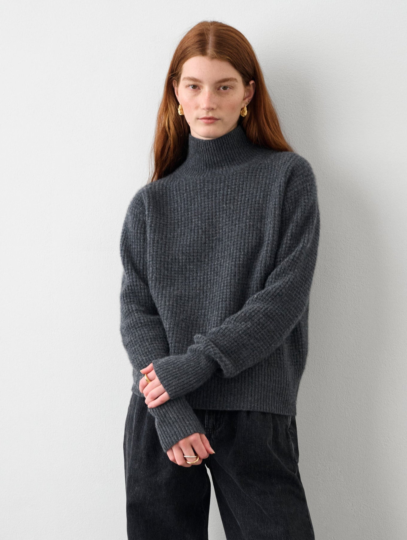 Cashmere Waffle Turtleneck