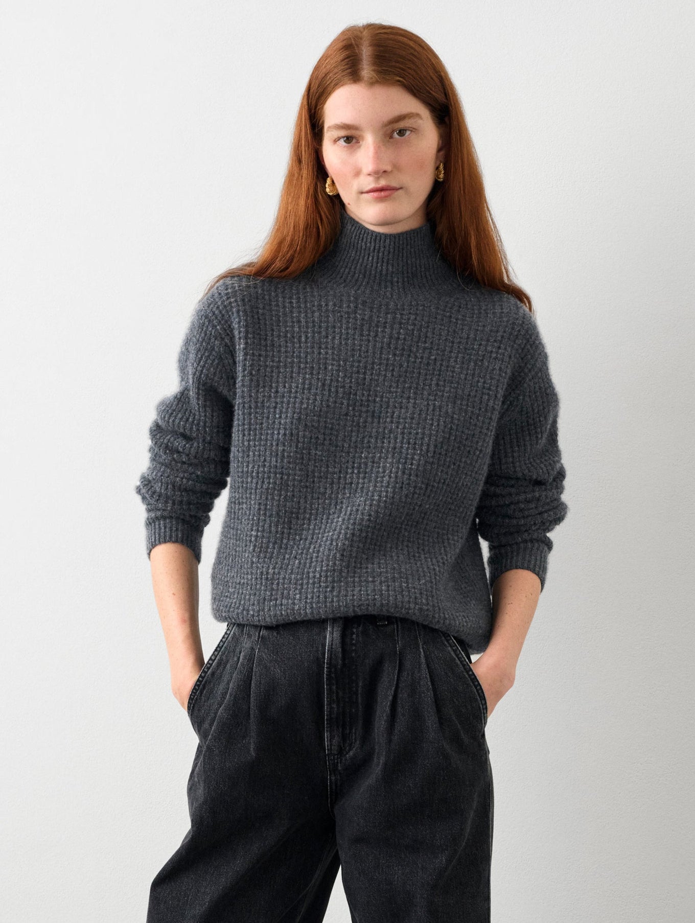 Cashmere Waffle Turtleneck