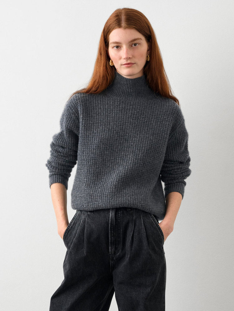 Cashmere Waffle Turtleneck