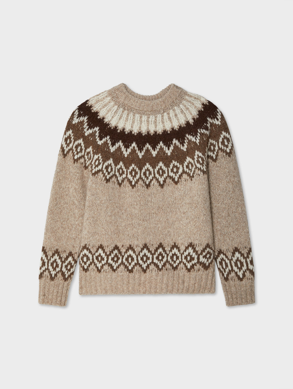 Plush Alpaca Blend Fair Isle Crewneck White Warren