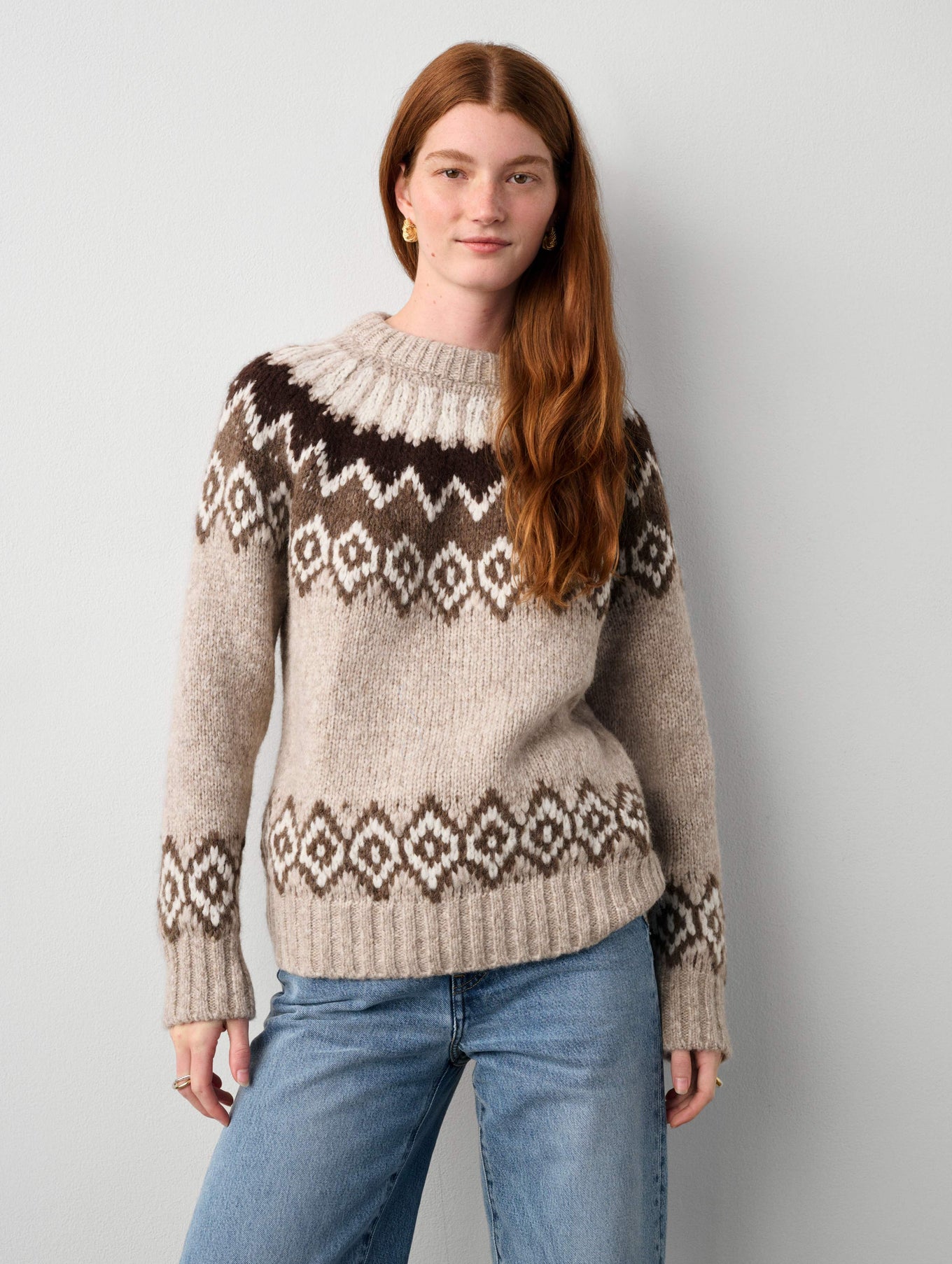 Plush Alpaca Blend Fair Isle Crewneck
