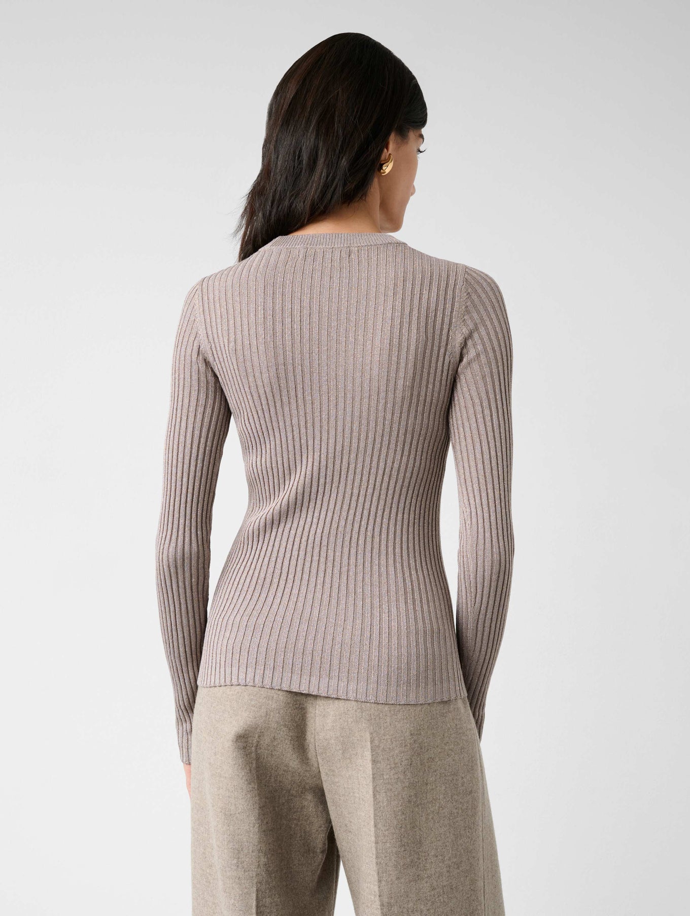Metallic Shine Ribbed Crewneck