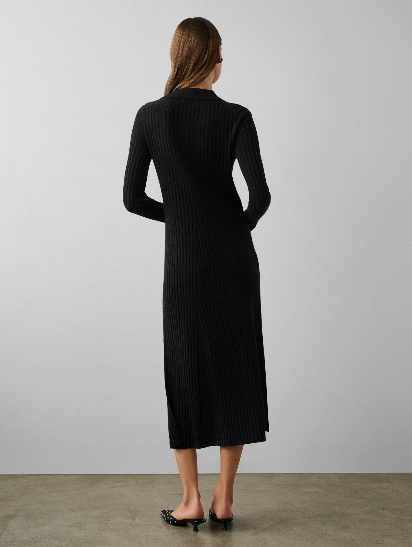 Merino Cashmere Ribbed Polo Dress
