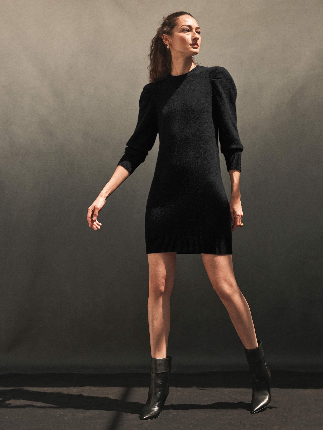 Merino Cashmere Puff Sleeve Dress