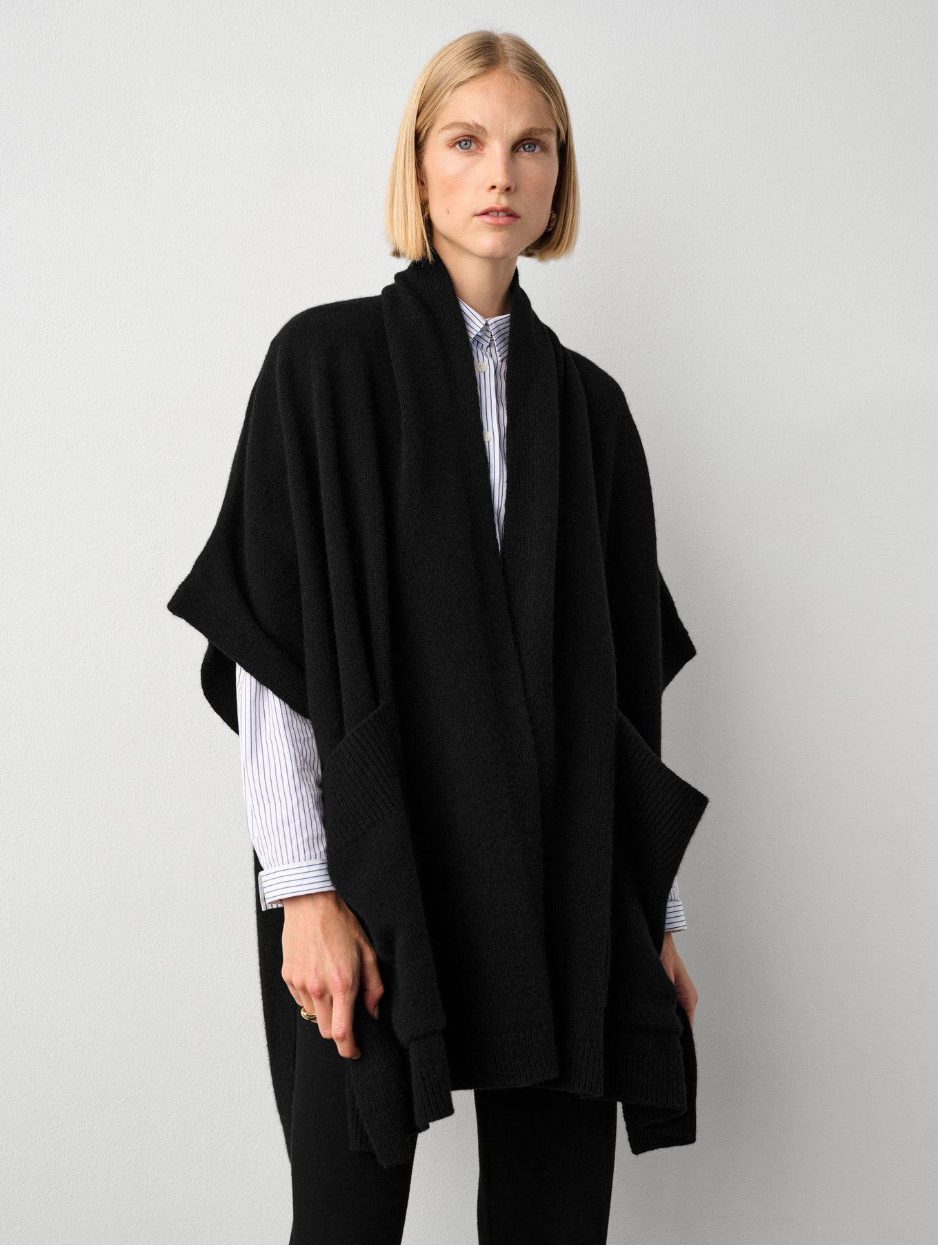 Merino Cashmere Open Poncho