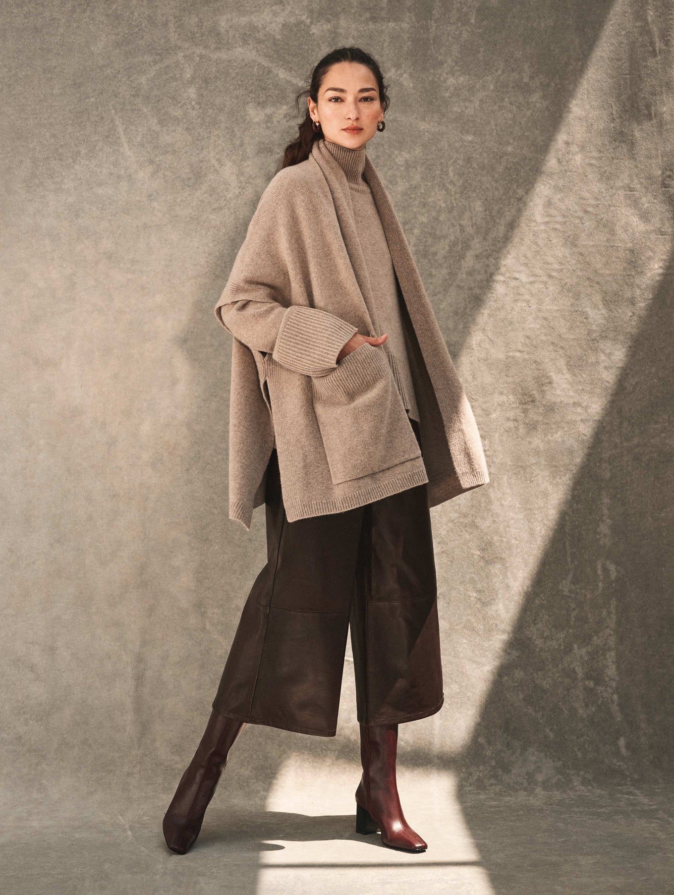 Merino Cashmere Open Poncho