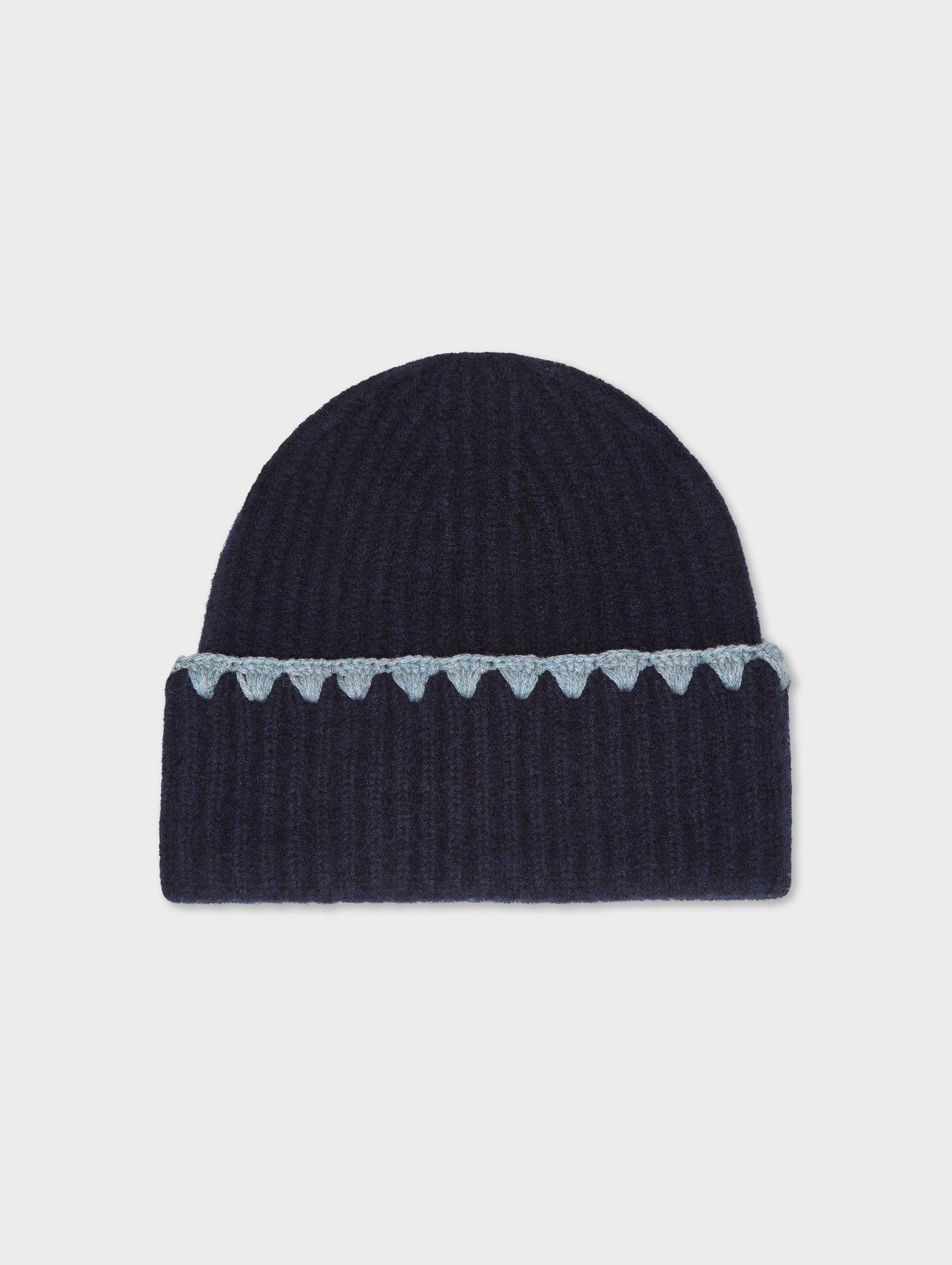 Cashmere Crochet Trim Beanie