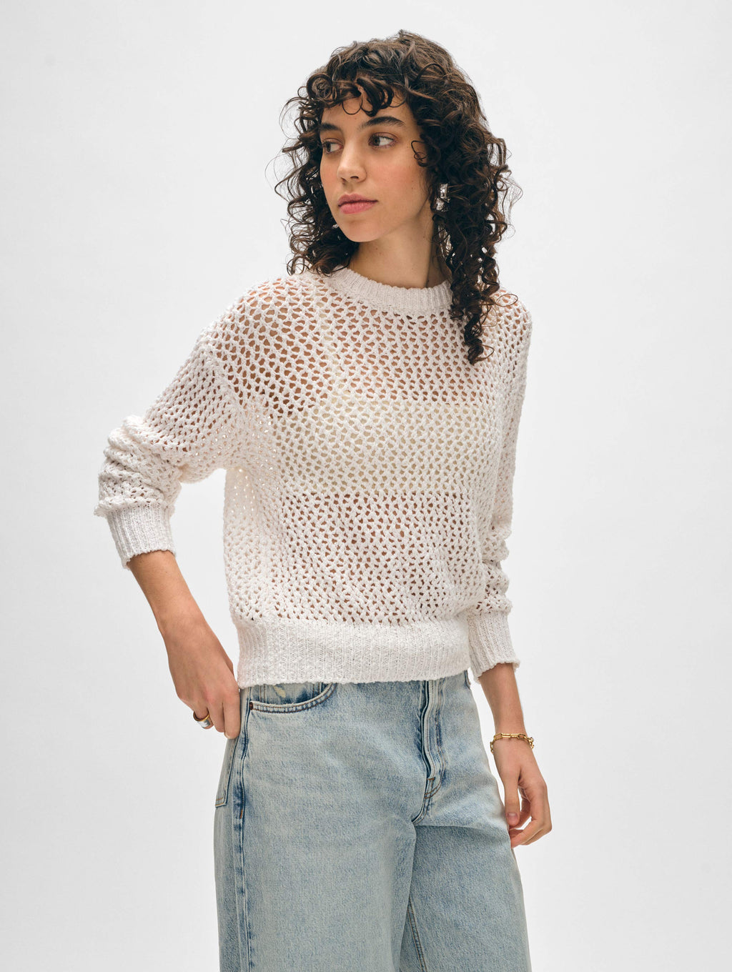 White mesh sweatshirt discount