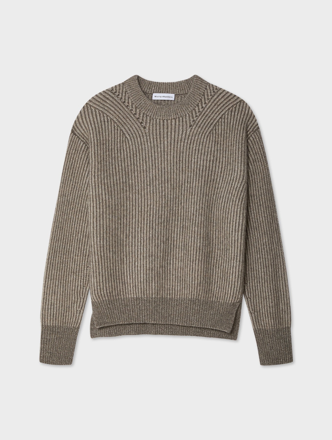 Cashmere Two Toned Ribbed Crewneck